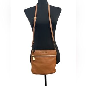 Michael Kors Riley Pebbled Leather Crossbody Bag Acorn Color
